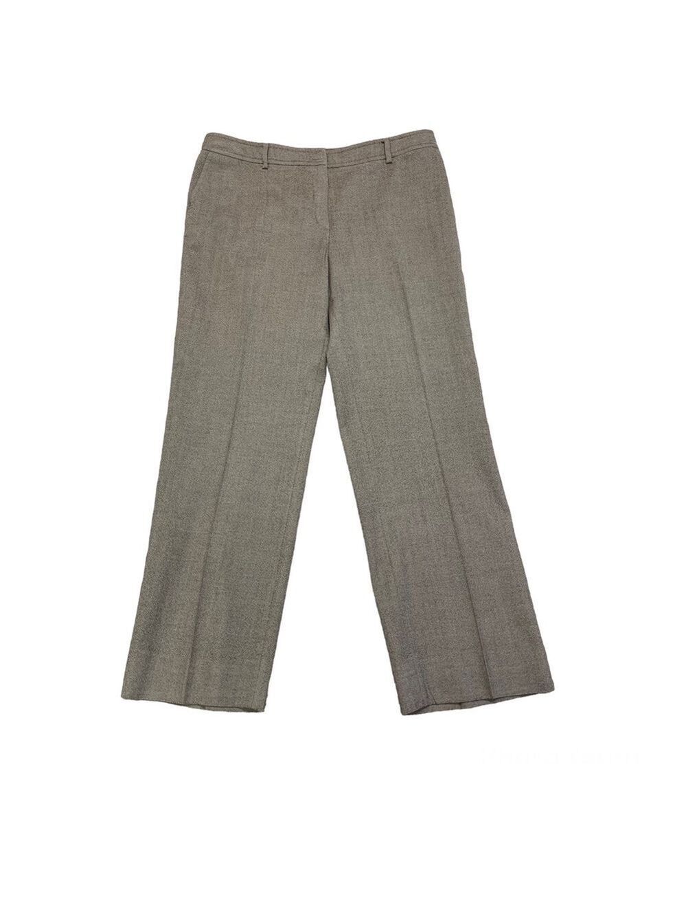 Akris Punto tan brown wool trousers dress pants Sz 12